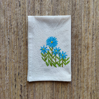 Calyz Blue Daisy Tea towel (single piece) - Image 2